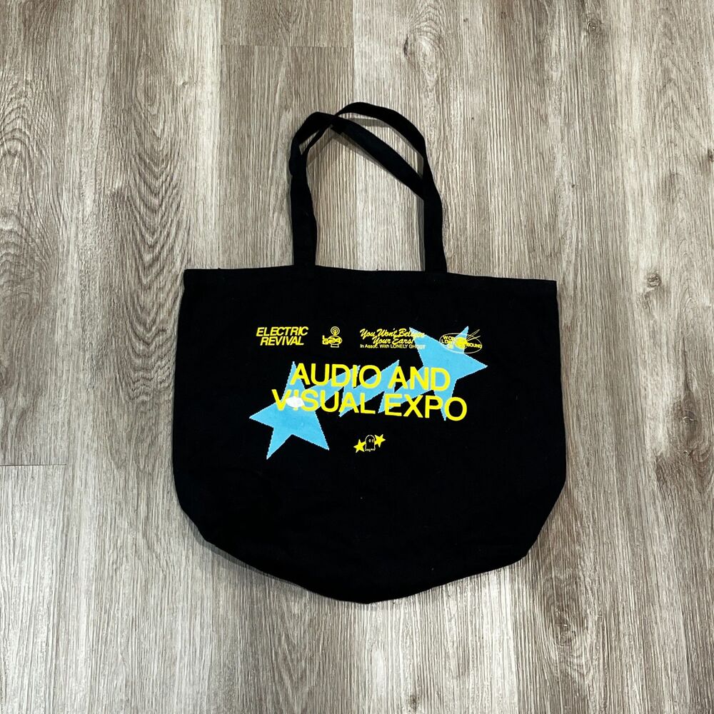 RARE One of a Kind Lonely Ghost x Soren Audio & Visual Expo Sz M Tote Bag Black